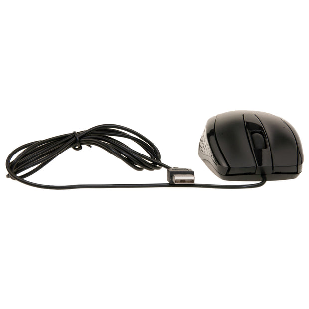 Three button Optical Mouse, scroll wheel, USB, Black