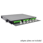 1U Fiber Optic Patch Panel, Capacity 3 LGX Adapter Plates / Cassettes / Modules, Unloaded, Solid Door, Black Powder Coat