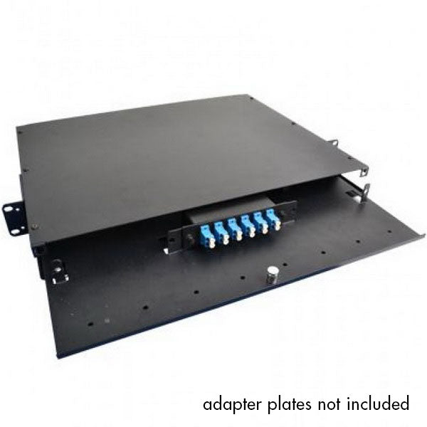 1U Fiber Optic Patch Panel, Capacity 3 LGX Adapter Plates / Cassettes / Modules, Unloaded, Solid Door, Black Powder Coat