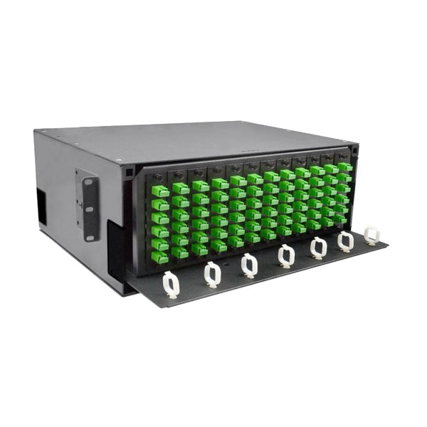 4U Fiber Optic Patch Panel, Capacity 12 LGX Adapter Plates / Cassettes / Modules, Unloaded, Solid Door, Black Powder Coat