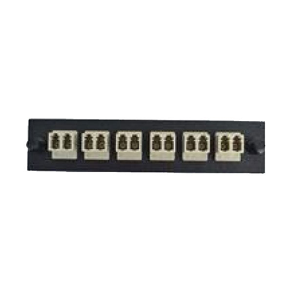 LGX Compatible Adapter Plate featuring a Bank of 6 Multimode Duplex LC Connectors in Beige for OM1 and OM2 applications, Black Powder Coat