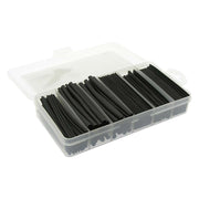 Heat Shrink Tube Kit.  2:1 Shrink Ratio.  Various Diameter. Black. 196 Pieces