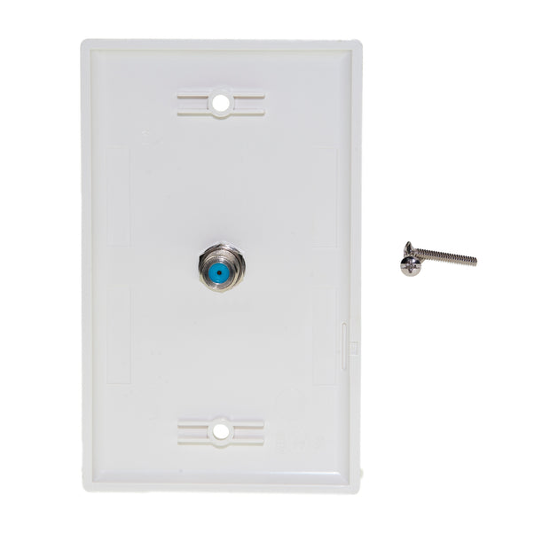 TV Wall Plate with 1 F-pin Coupler, 3GHz White