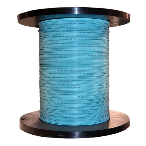 24 Fiber Indoor Distribution Fiber Optic Cable, Multimode 50/125, Corning ClearCurve OM4, 10 Gbit, Aqua, Riser Rated, Spool, 1000 foot