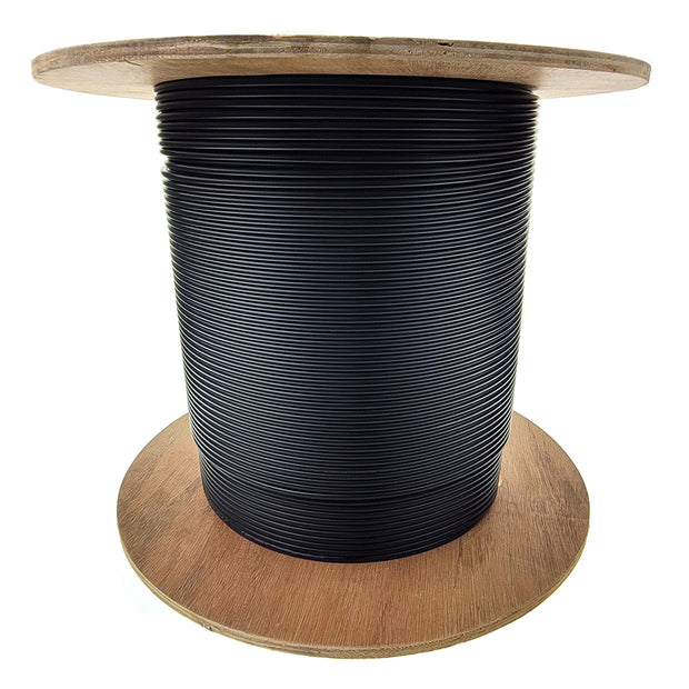 2 Strand Indoor/Outdoor Fiber Optic Cable, OS2 9/125 Singlemode, G652.D , Black, Riser Rated, Spool, 1000 foot